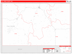 Fall River County, SD Digital Map Red Line Style